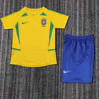 Kit Infantil Brasil Retro Home 2002 Nike - Amarela