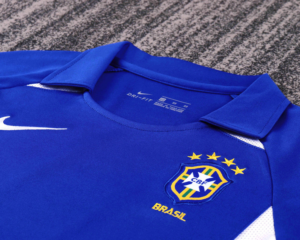 Kit Infantil Brasil Retro Away 2002  Nike - Azul