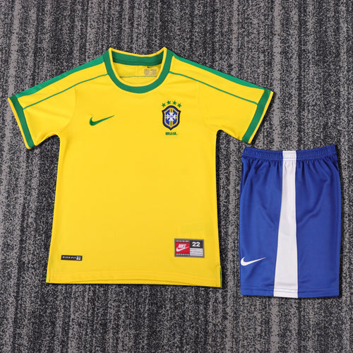 Kit Infantil Brasil Retro Home 1998 Nike - Amarela