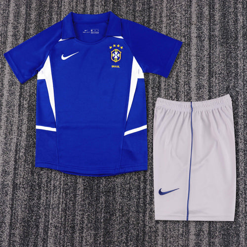 Kit Infantil Brasil Retro Away 2002  Nike - Azul