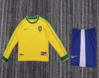 Kit Infantil Brasil Retro Home 1998 Manga Longa - Amarela
