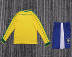 Kit Infantil Brasil Retro Home 1998 Manga Longa - Amarela