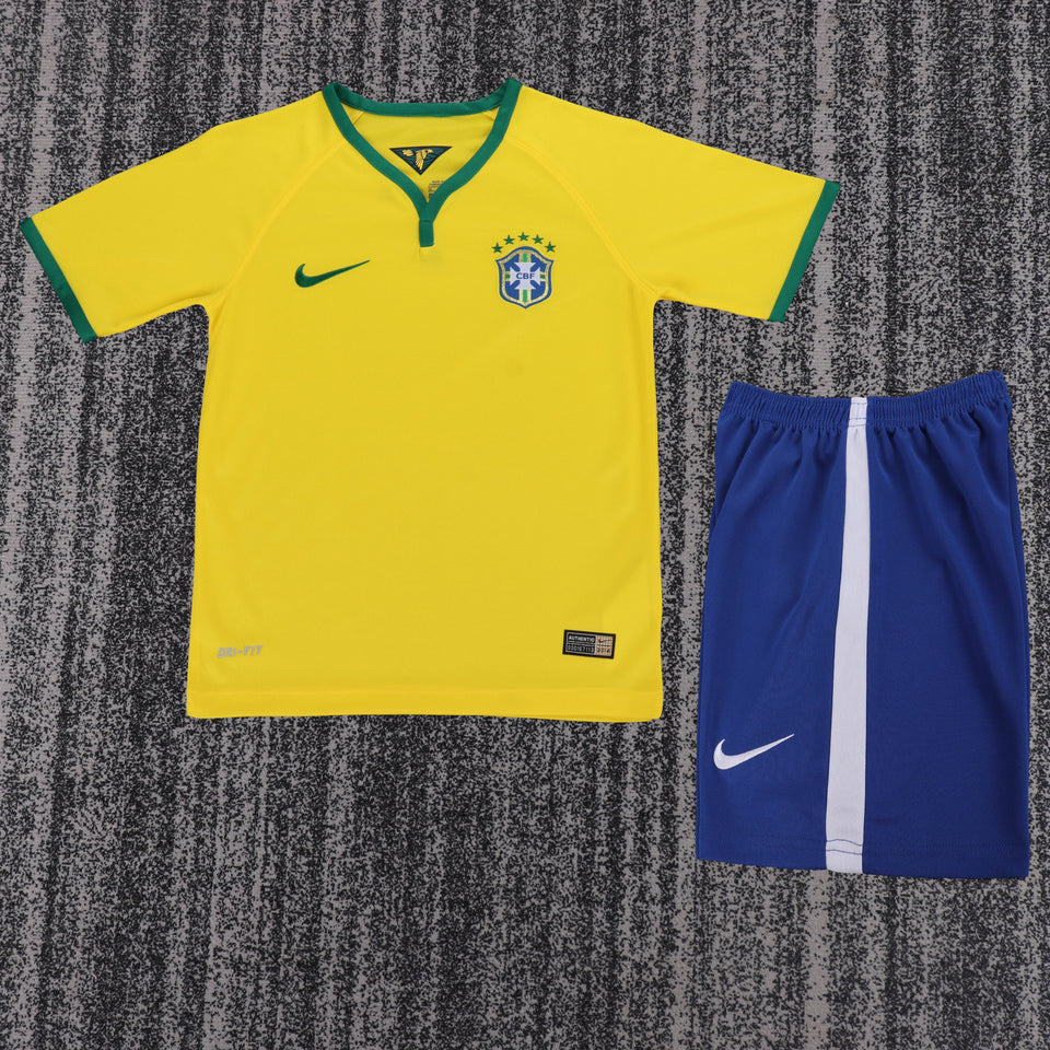 Kit Infantil Brasil Retro Home 2014 Nike - Amarela