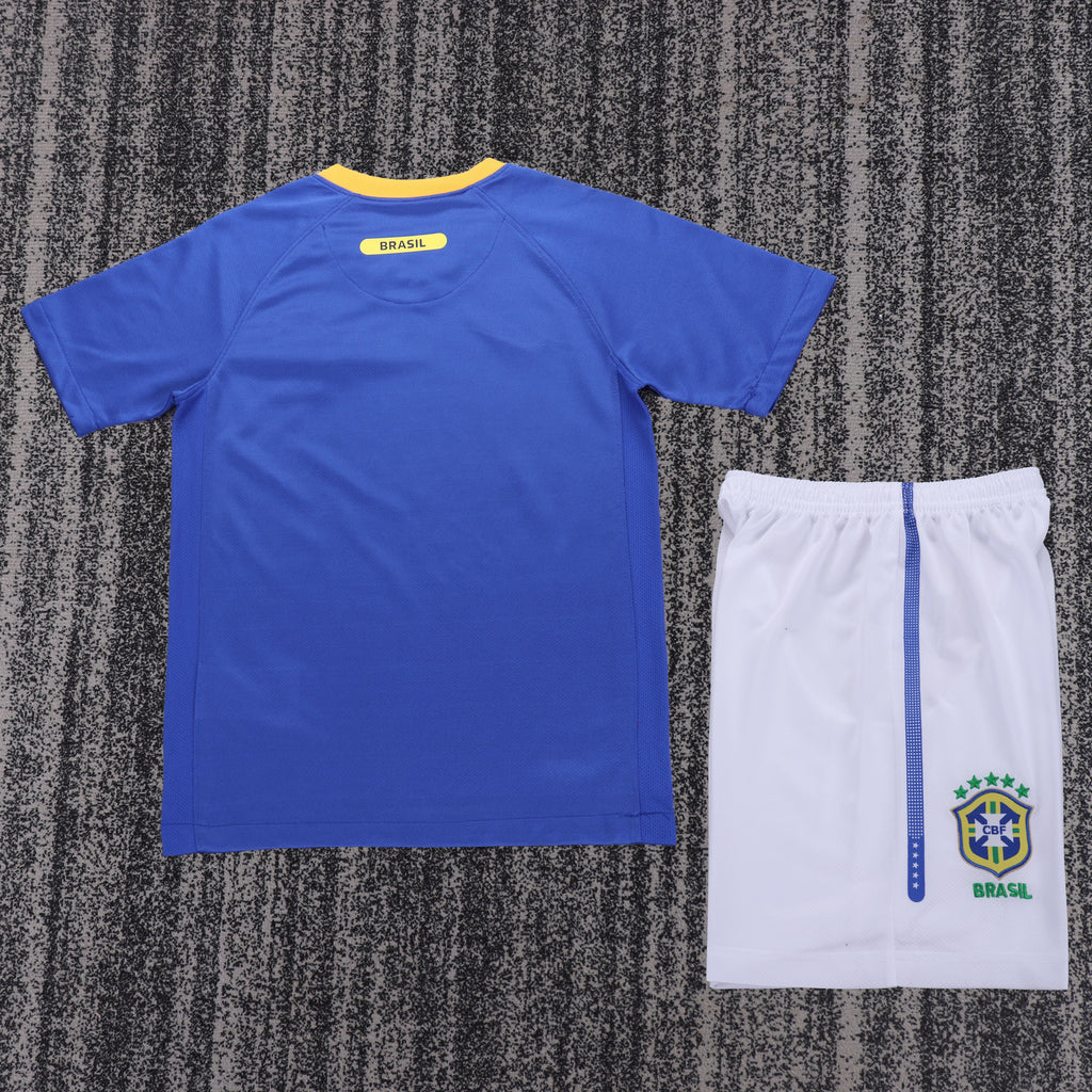 Kit Infantil Brasil Retro Away 2010 Nike - Azul