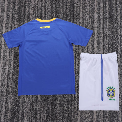 Kit Infantil Brasil Retro Away 2010 Nike - Azul