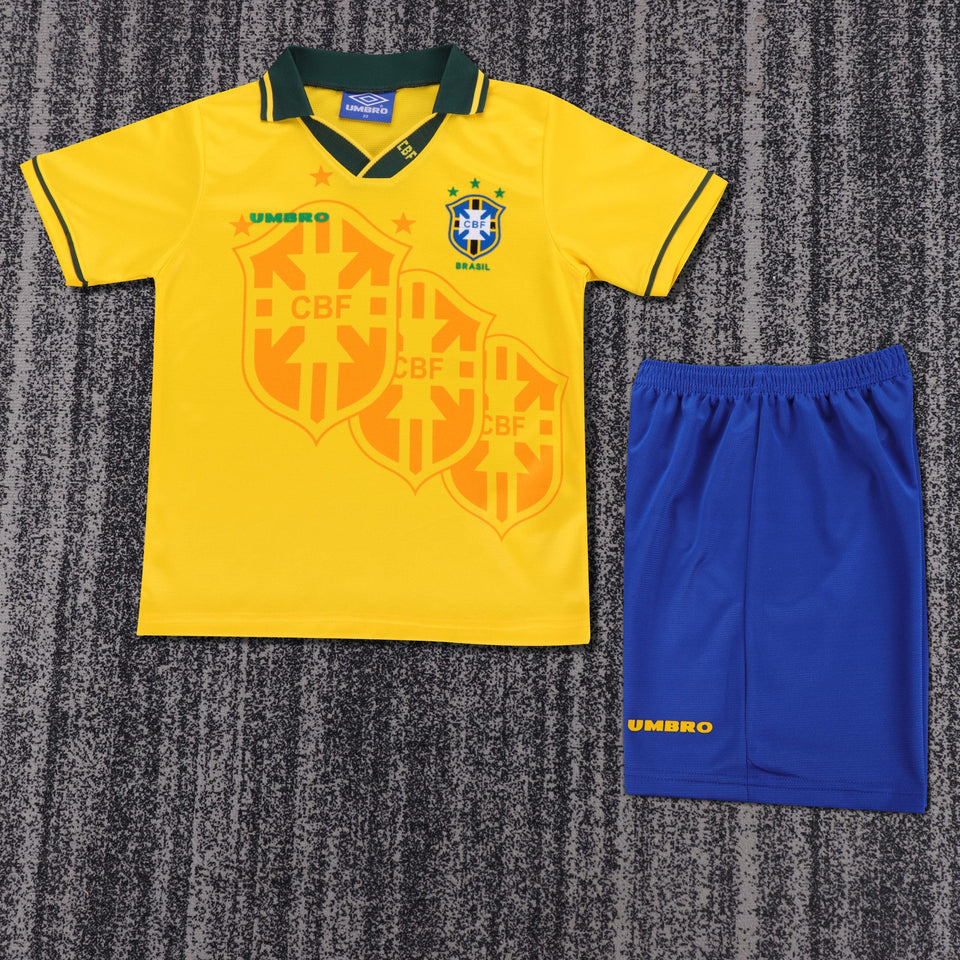 Kit Infantil Brasil Retro Home 1994 Umbro - Amarela
