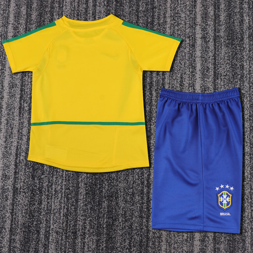 Kit Infantil Brasil Retro Home 2002 Nike - Amarela