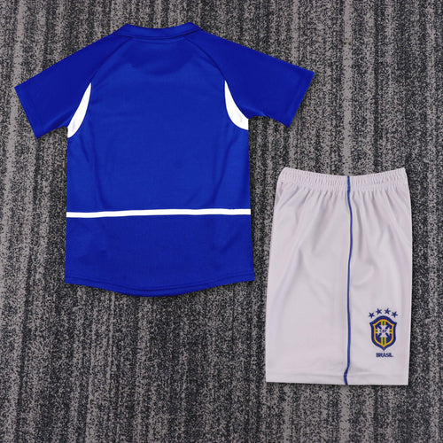 Kit Infantil Brasil Retro Away 2002  Nike - Azul