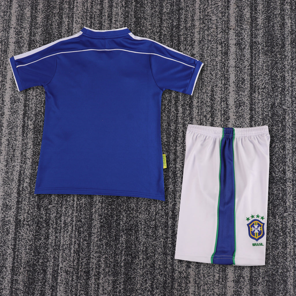 Kit Infantil Brasil Retro Away 1998 Nike - Azul
