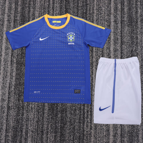 Kit Infantil Brasil Retro Away 2010 Nike - Azul