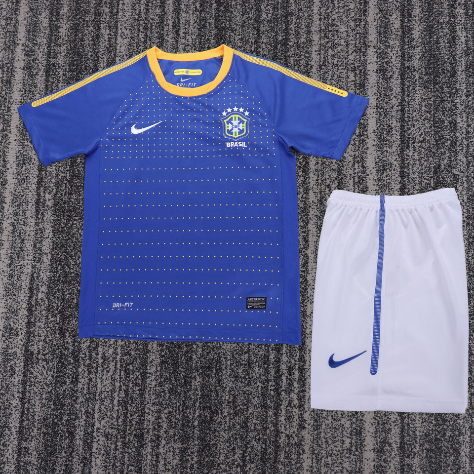 Kit Infantil Brasil Retro Away 2010 Nike - Azul